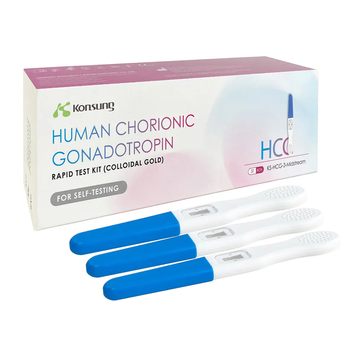 Ks-HCG-3 High Accuracy Rapid Midstream HCG Pregnancy Test for 3 Persons Featured Image